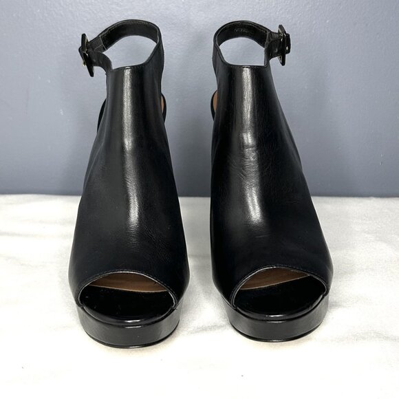 Steve Madden Shoes Womens 8 Kersten Platform Block Heel Peep Toe Slingback Leath - Picture 3 of 14